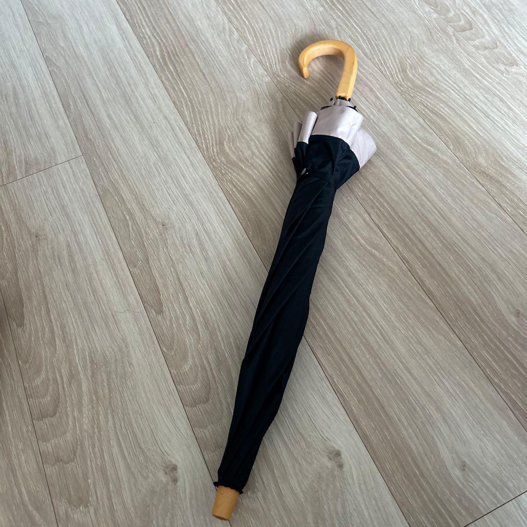 サンバリア100 折りたたみ日傘 ２段折 黒×ピンク