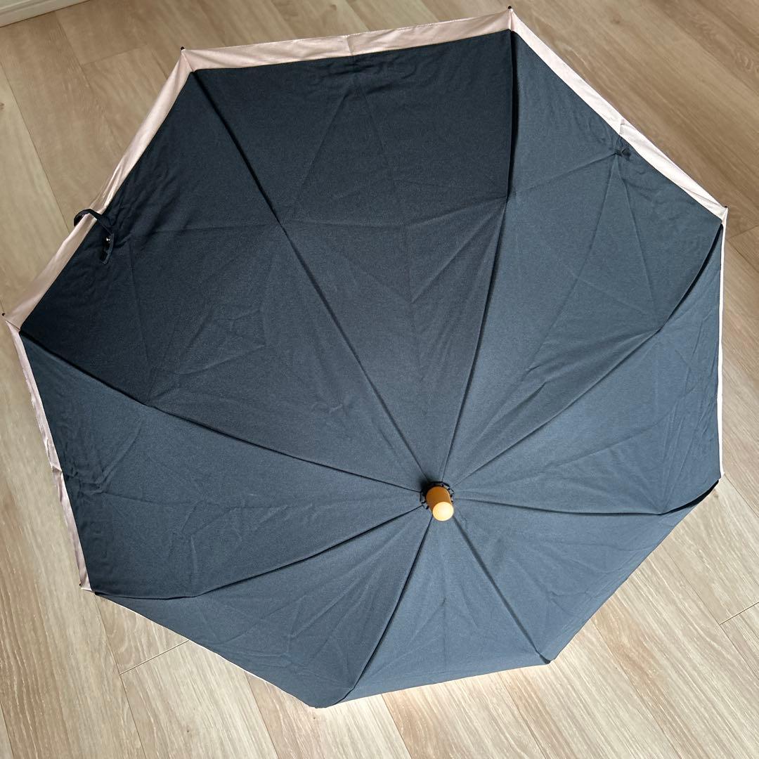 サンバリア100 折りたたみ日傘 ２段折 黒×ピンク