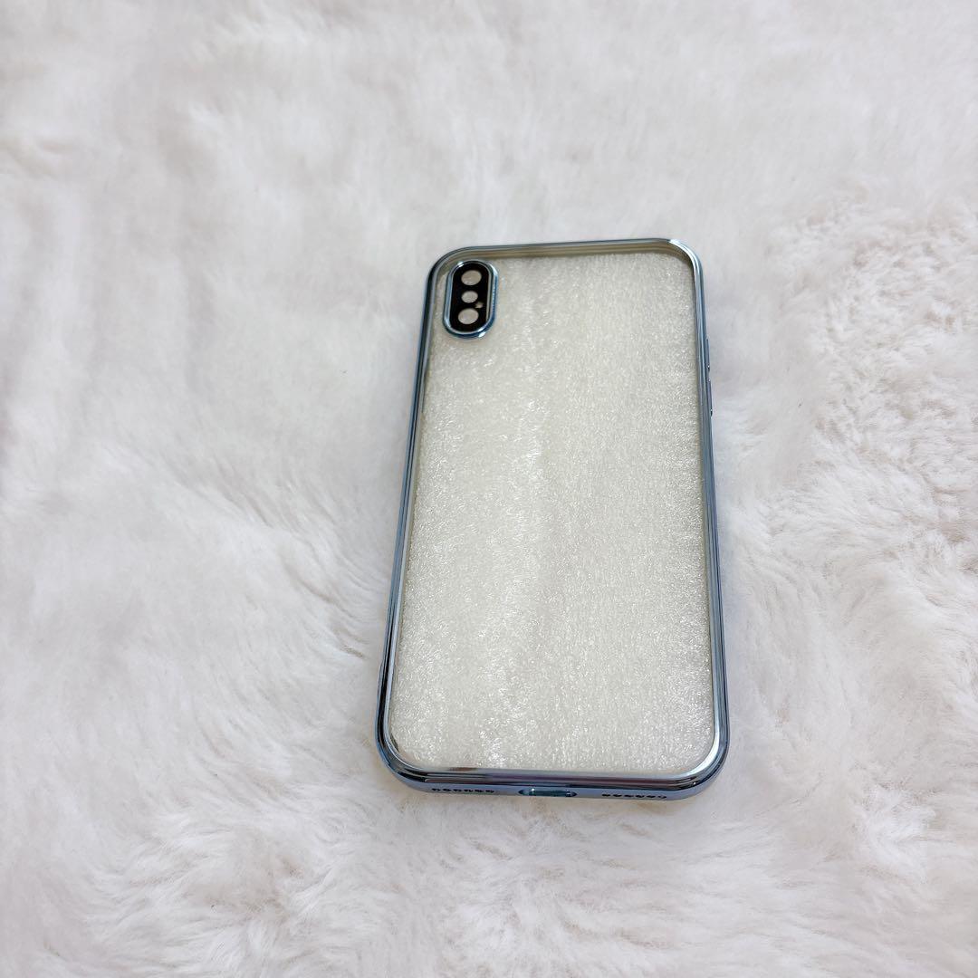 匿名配送❣️iPhone X XS ケース　ブルー　クリア　シンプル　おしゃれ