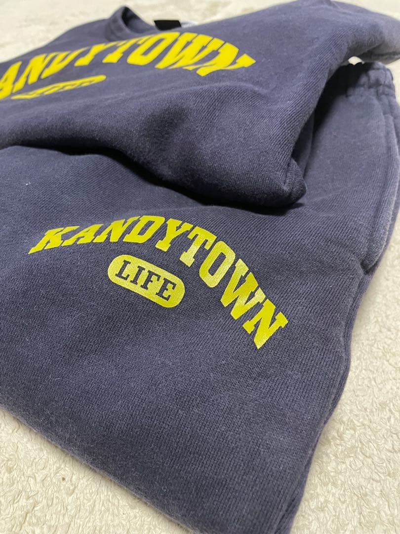 KANDYTOWN ロゴ スウェット セットアップ ネイビー×イエロー