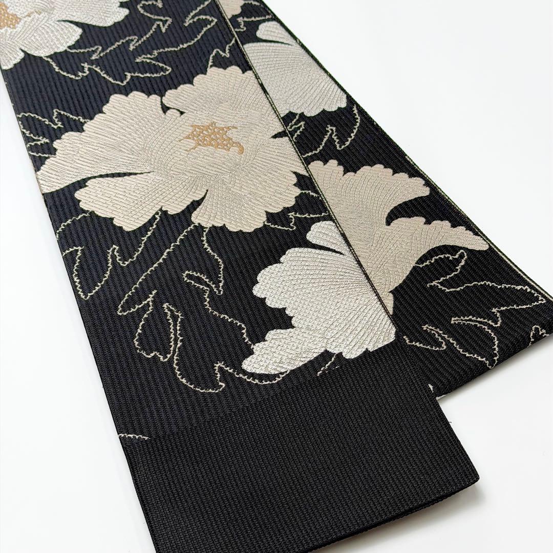 半幅帯　博多織　リバーシブル　博多小袋帯　牡丹柄　6697