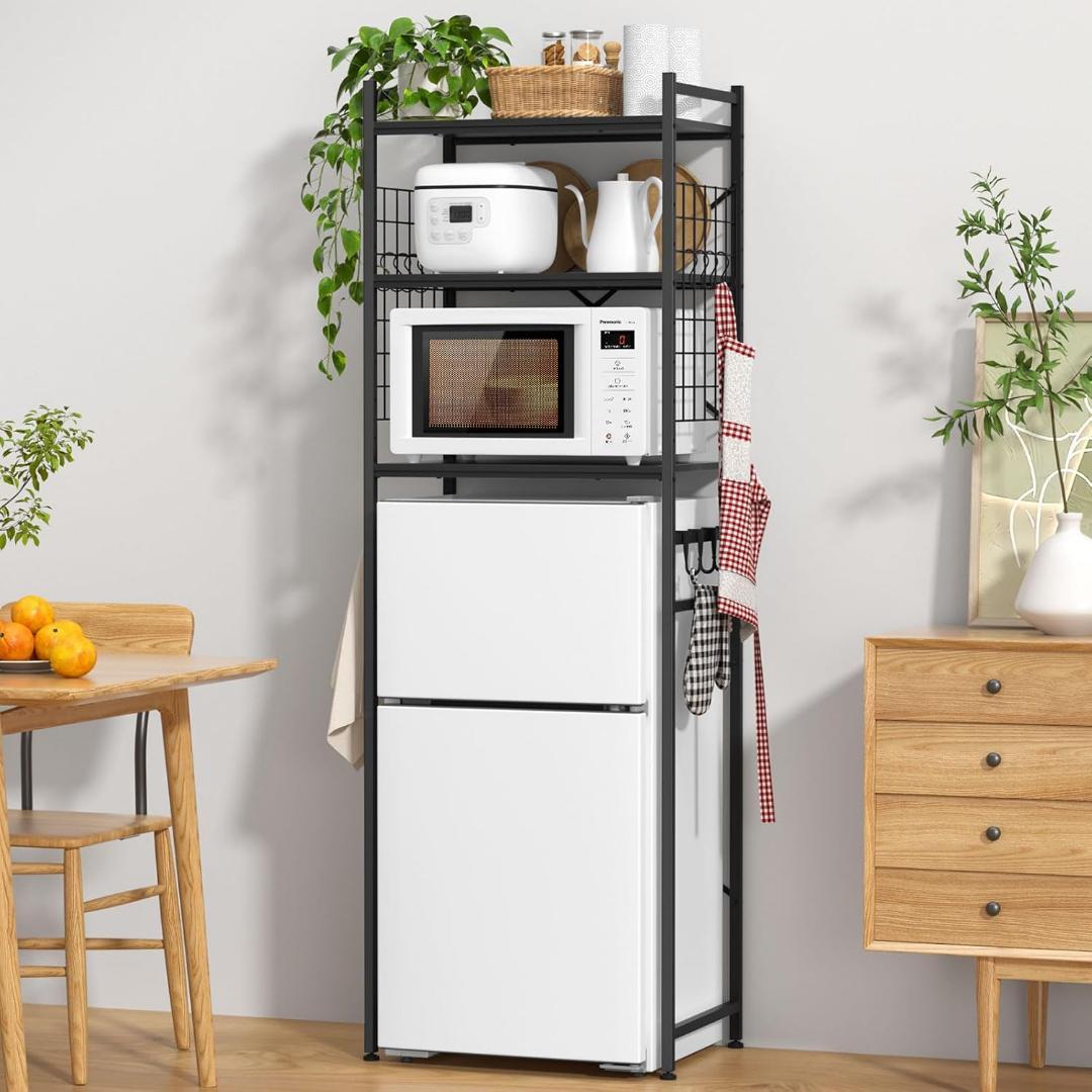 冷蔵庫ラック⭐️ゴミ箱上ラック レンジ棚 幅60×奥行40×高さ180 レンジ台