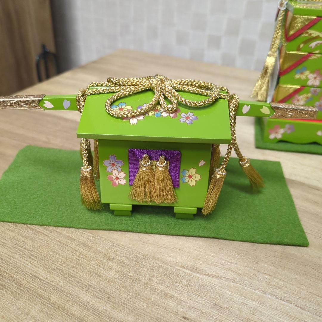 雛道具　25号　6点セット木製 抹茶色 幅60cm〜70cm前後3段用