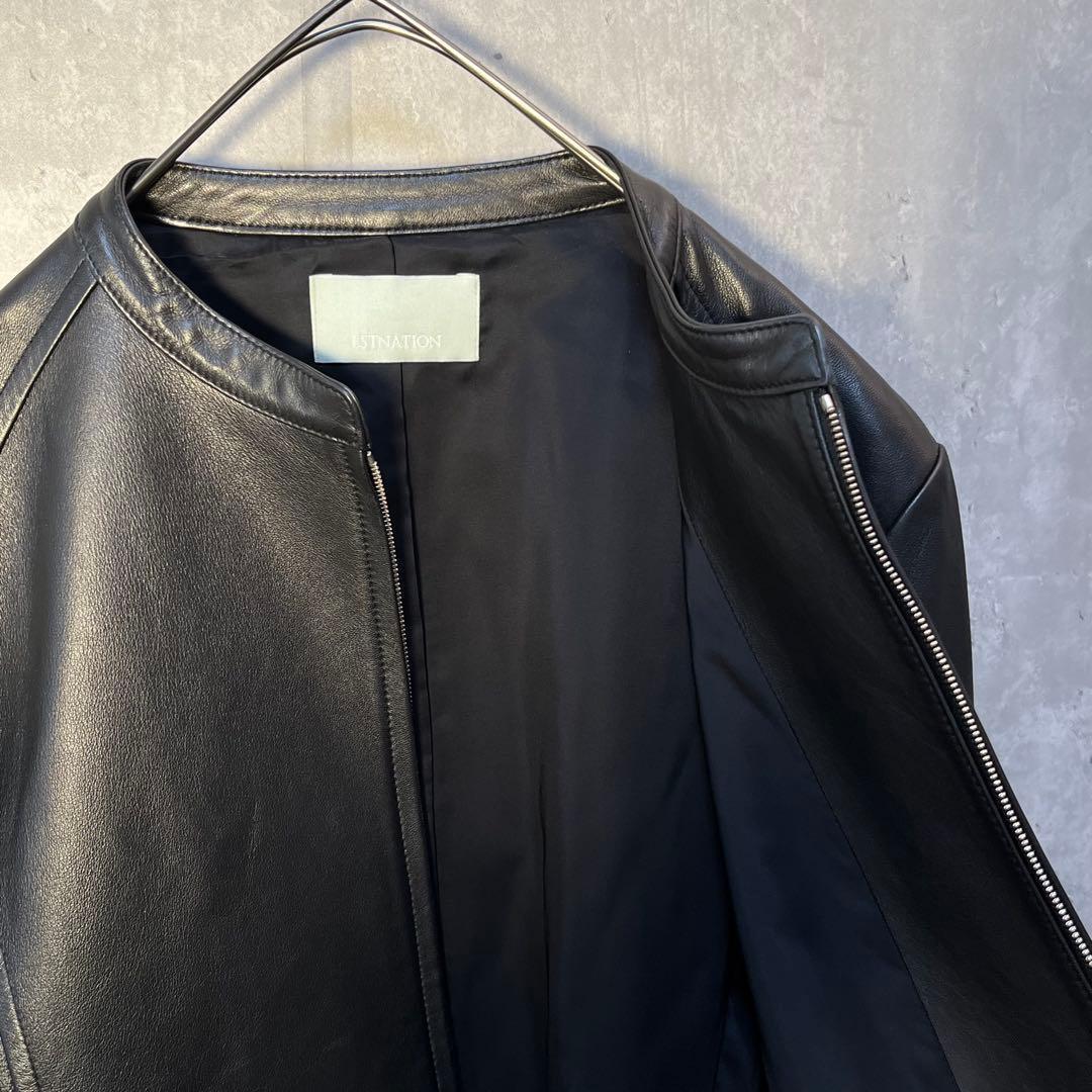 美品☆エストネーション 本革 羊革 ラムレザー ライダースジャケット 柔らかい革