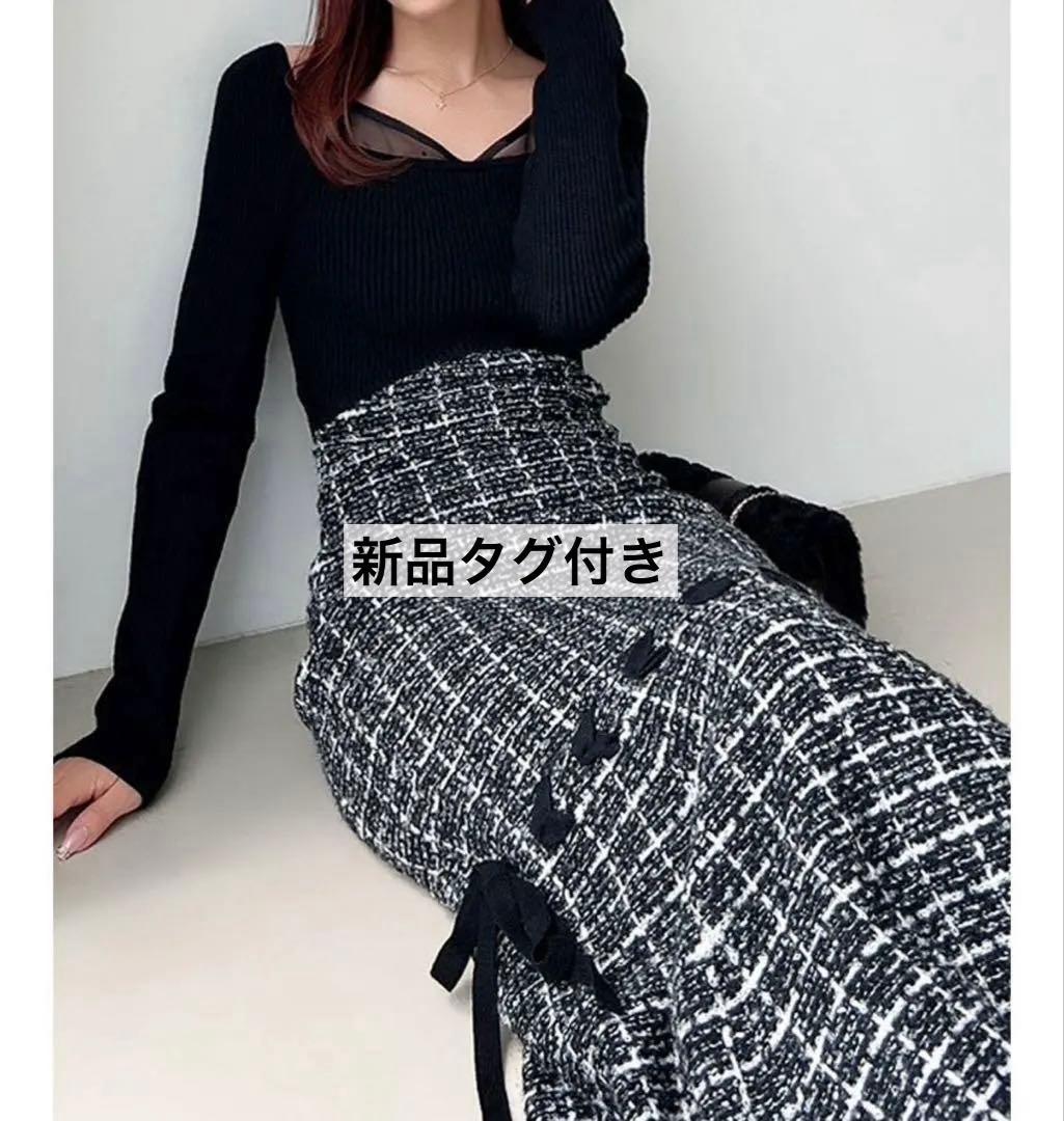 【新品タグ付き】RESEXXY シアードッキングツイードニットワンピース