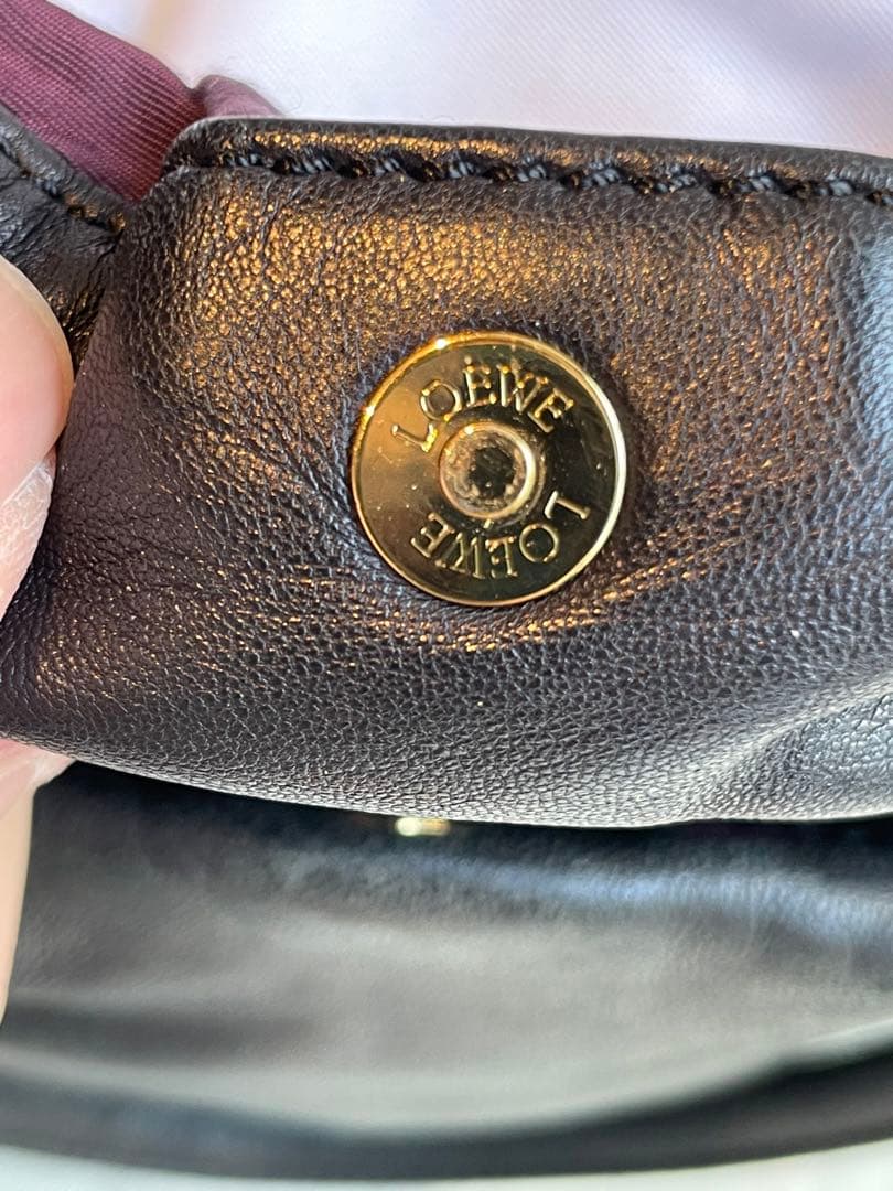 【美品】LOEWE ナッパレザー アナグラム　ハンドバッグ ブラック 黒