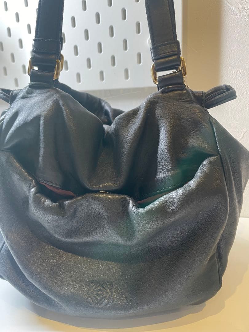 【美品】LOEWE ナッパレザー アナグラム　ハンドバッグ ブラック 黒