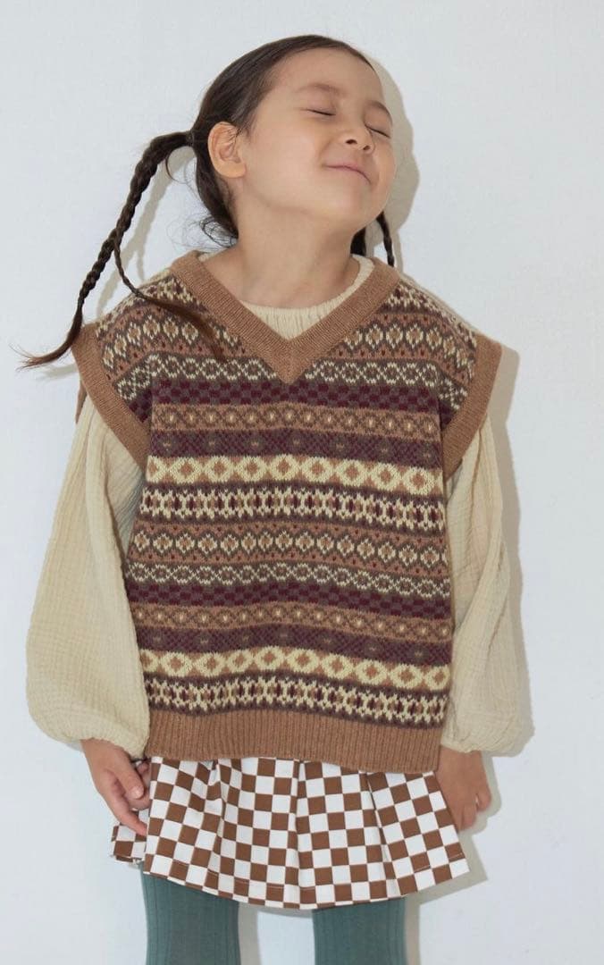 mediam kids jacquard knit vest ニットベスト