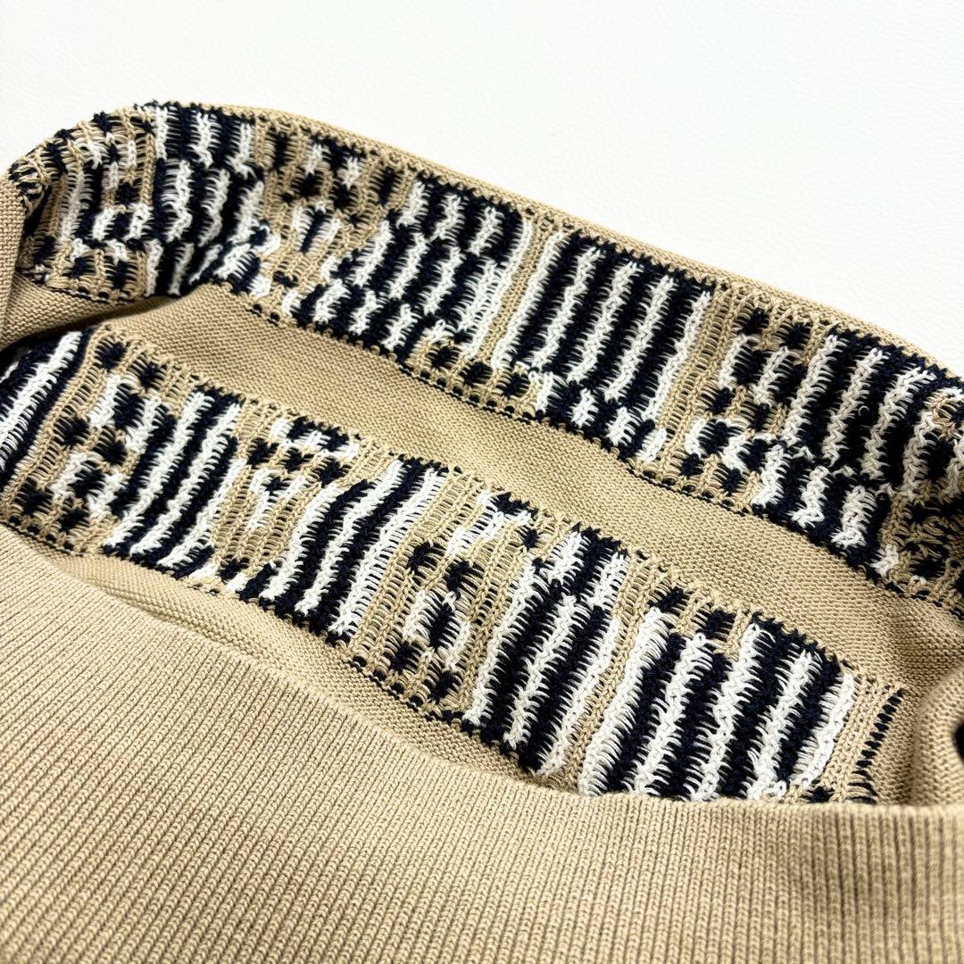 PEARLY GATES ニット セーター 編み込みロゴ ベージュ　サイズ2