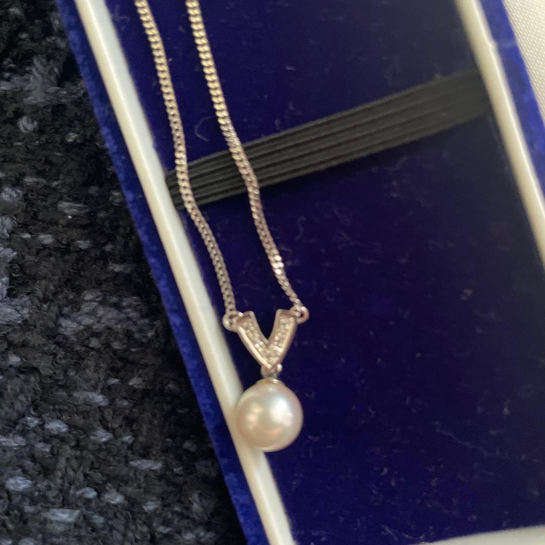 シルバー パール付きネックレス 専用ケース付き