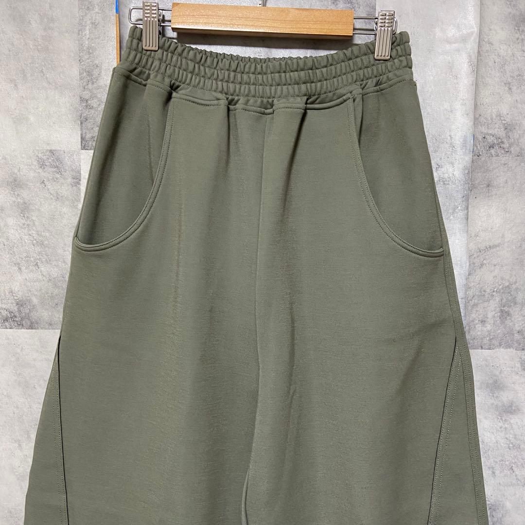 【Dignite collier】裏起毛カットカーブパンツ 新品 カーキ 緑