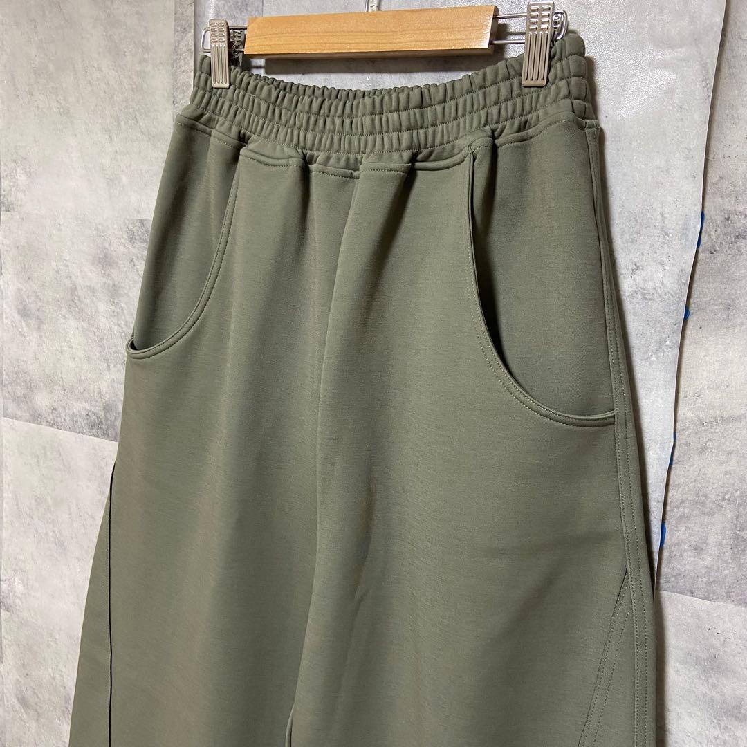 【Dignite collier】裏起毛カットカーブパンツ 新品 カーキ 緑