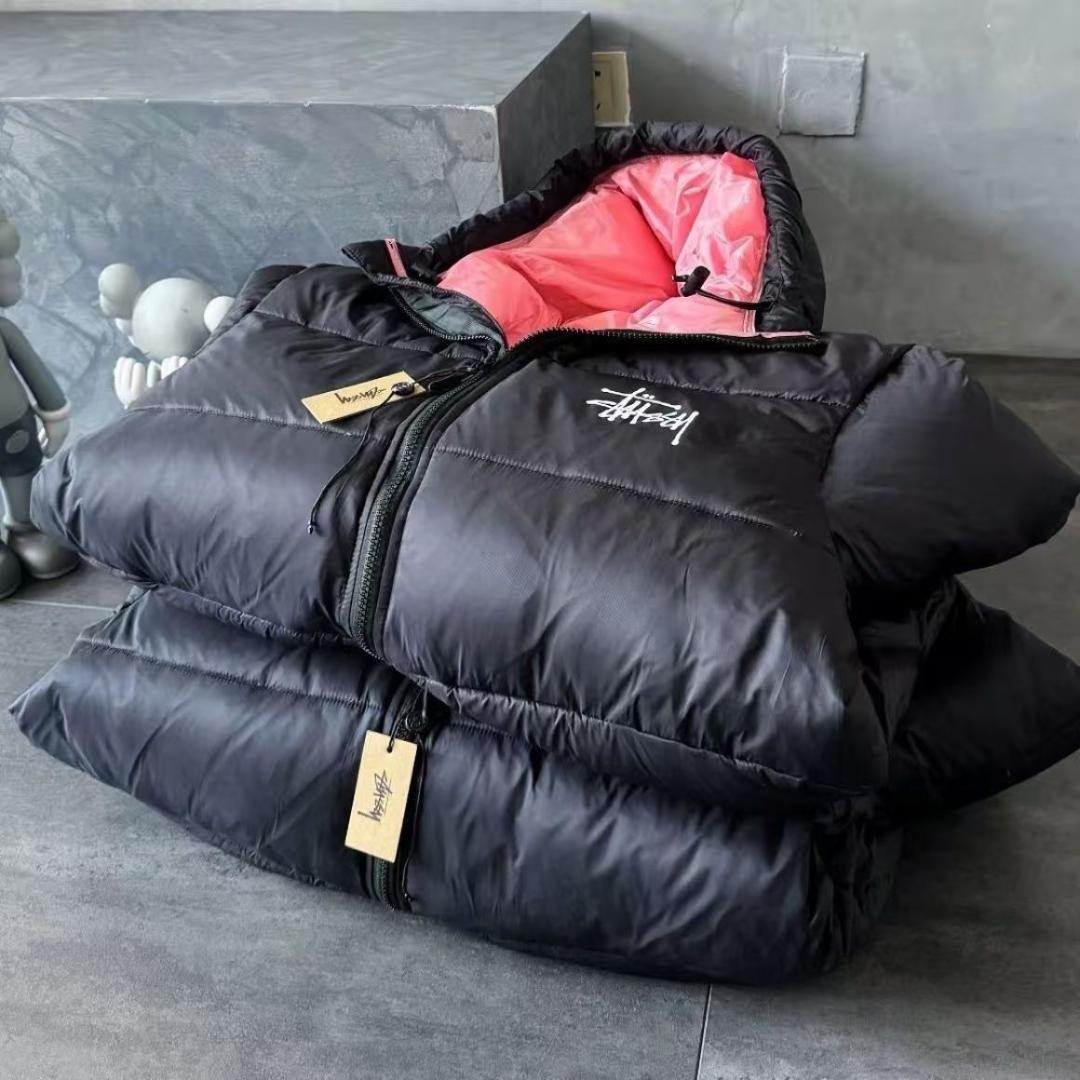 Stussy ジャケット ダウンジャケット 刺繍 Mサイズ グレー/ブラック