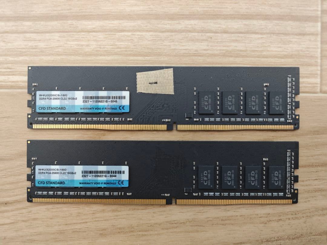 ジャンク 品CFD DDR4 3200 16GB×2枚組 メモリモジュール