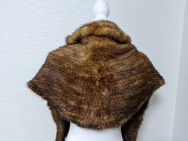 077 フリル　ミンク　毛皮　ニッティング　2WAY　ボレロ　ポンチョ　ショール