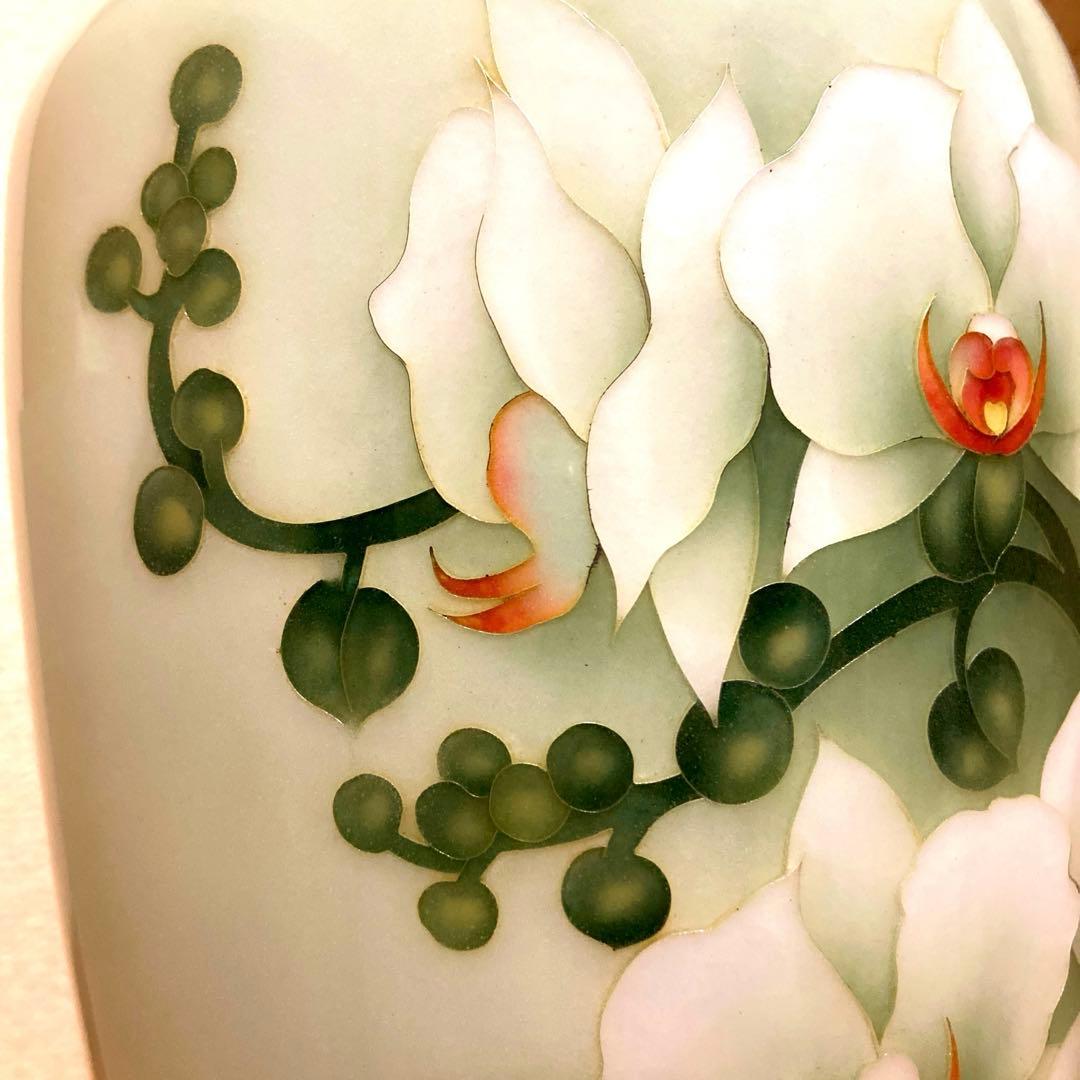 七寶花瓶　七宝焼 胡蝶蘭 花瓶　31㎝