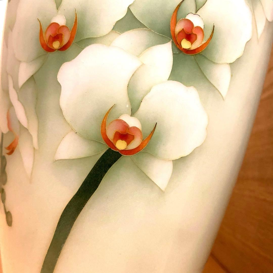 七寶花瓶　七宝焼 胡蝶蘭 花瓶　31㎝