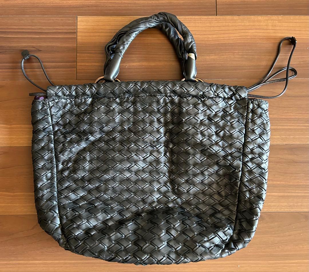 miu miu 編み込みレザーハンドバッグ