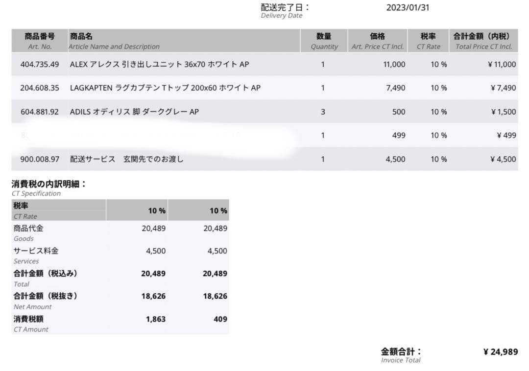 IKEA ラグカプテン　デスク（梱包たのめる便