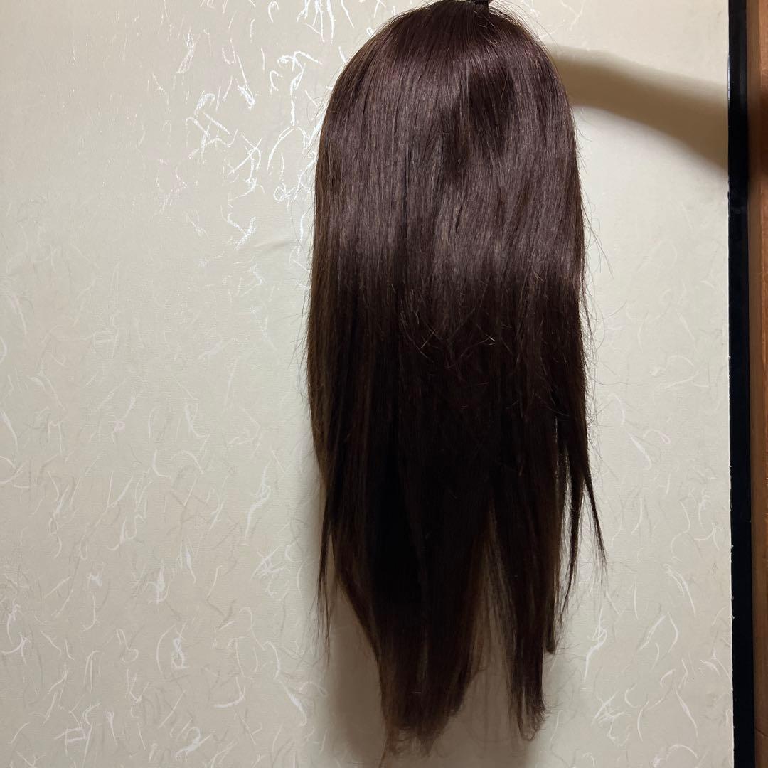 新品！ 人毛ダークブラウン ストレートウィッグ