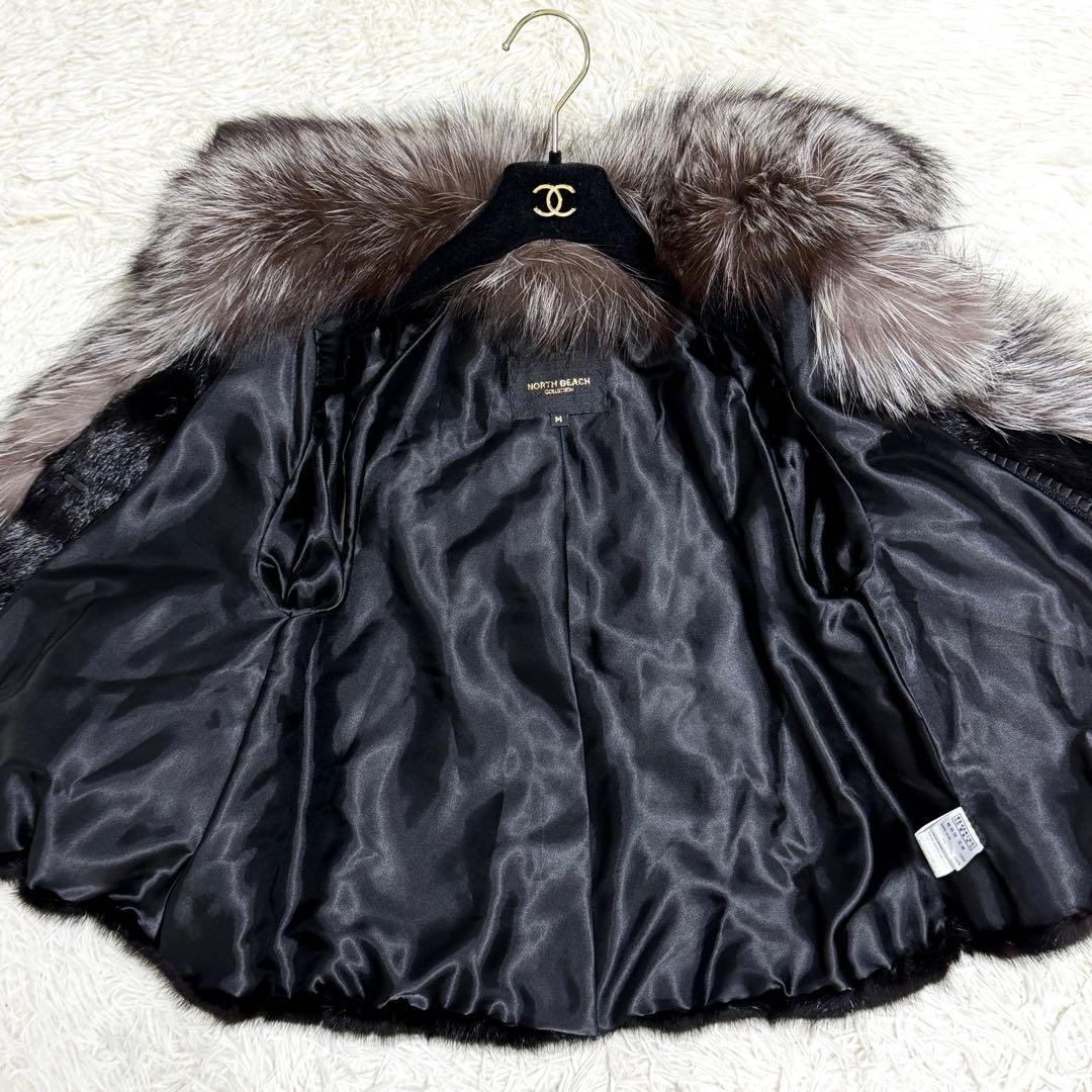 【極美品】ノースビーチ ファージャケット ミンク シルバーフォックス 羽織り M