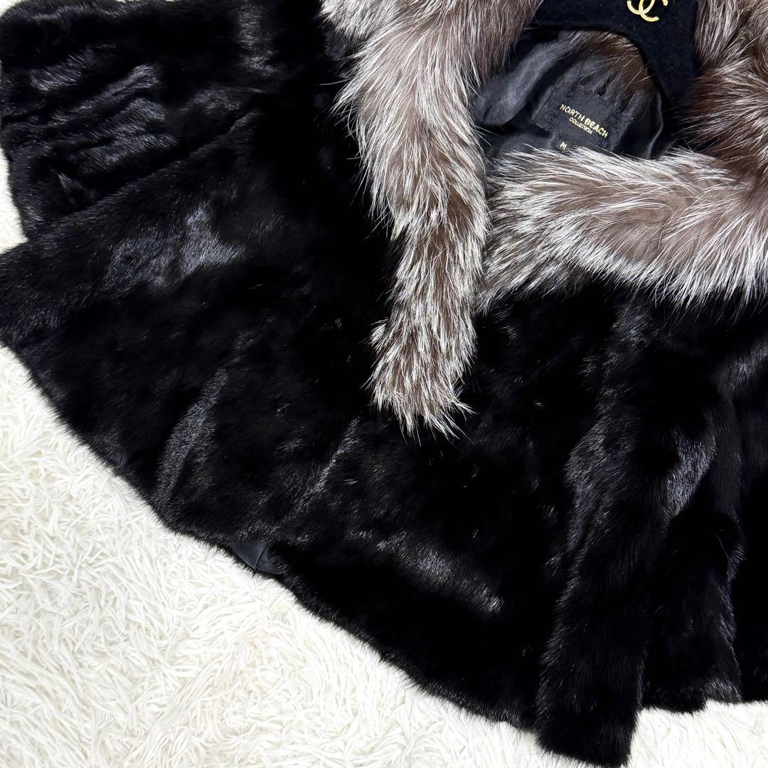 【極美品】ノースビーチ ファージャケット ミンク シルバーフォックス 羽織り M
