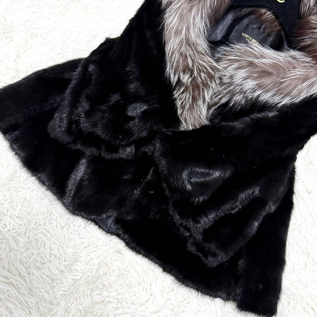 【極美品】ノースビーチ ファージャケット ミンク シルバーフォックス 羽織り M
