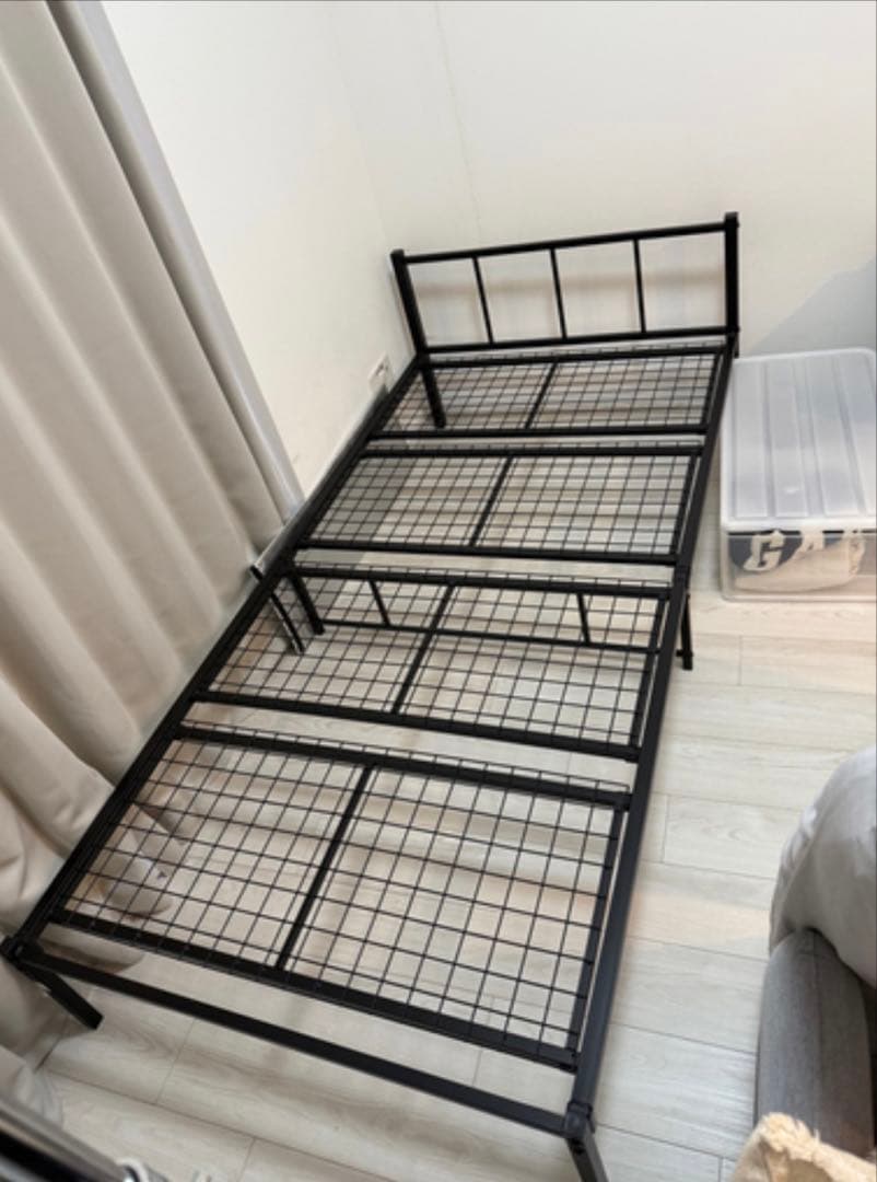 ニトリ スチールベッド JH3 BK シングル ベッドフレーム ブラックメッシュ