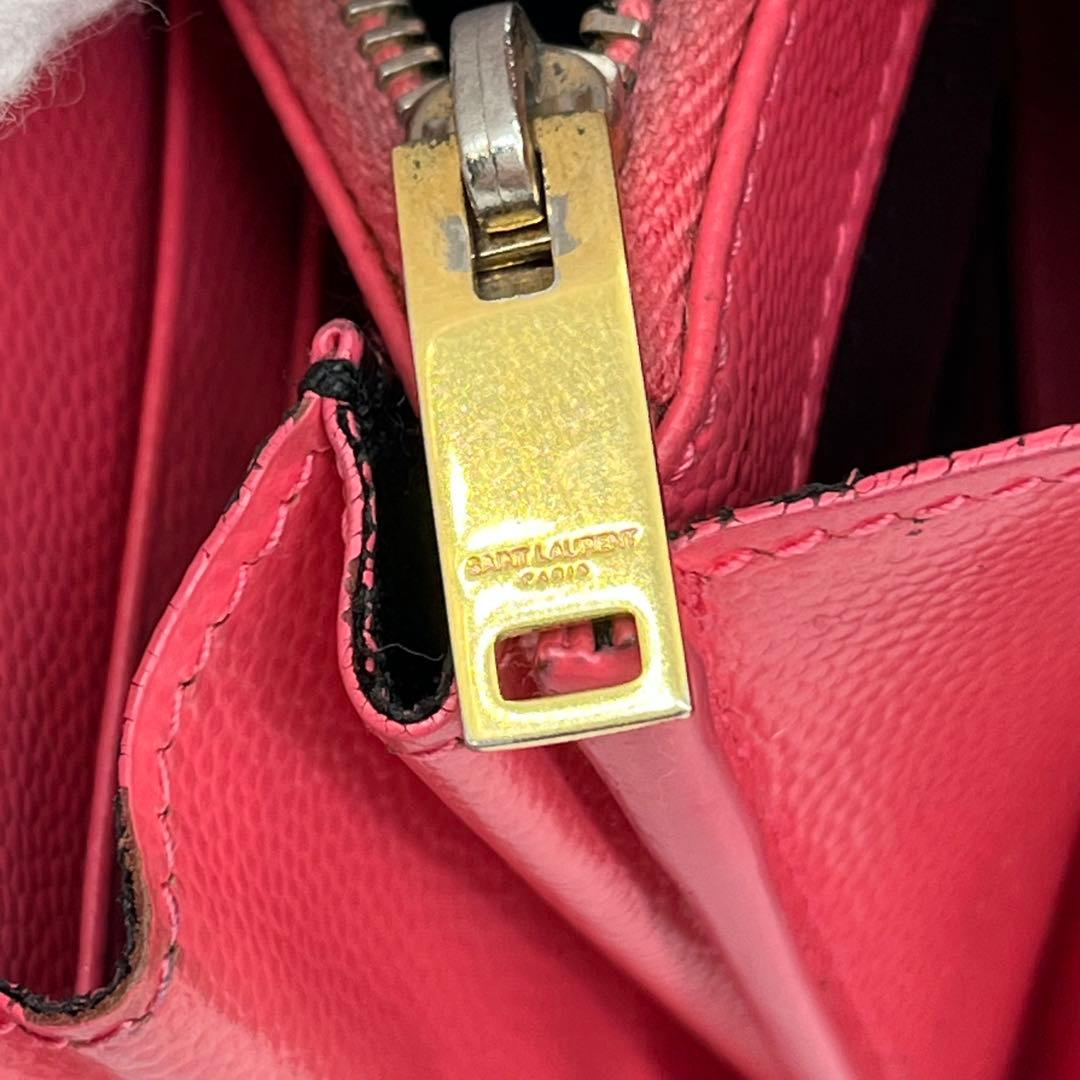 サンローラン 長財布 カサンドラ Vステッチ キャビアスキン ロゴ金具 箱付き