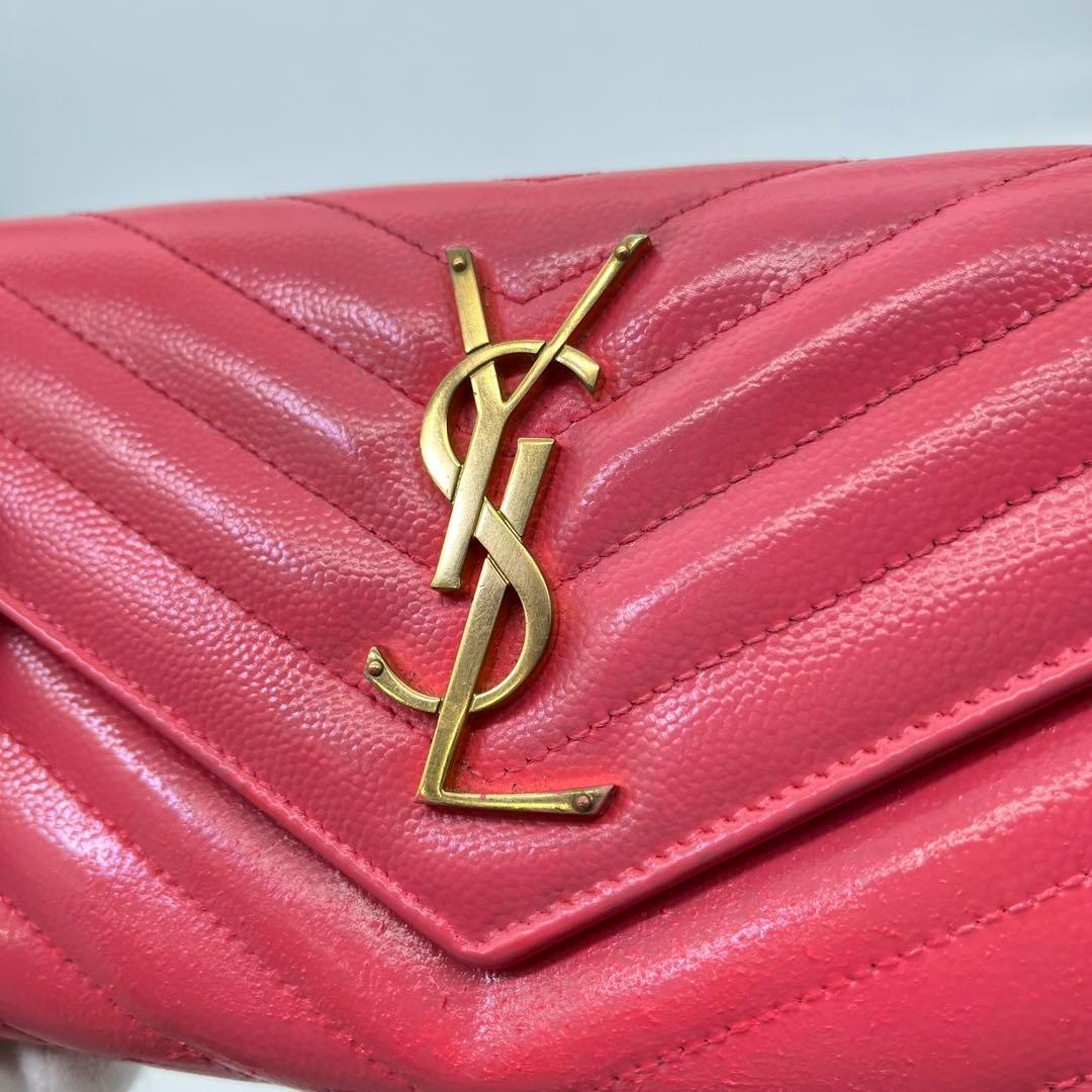 サンローラン 長財布 カサンドラ Vステッチ キャビアスキン ロゴ金具 箱付き