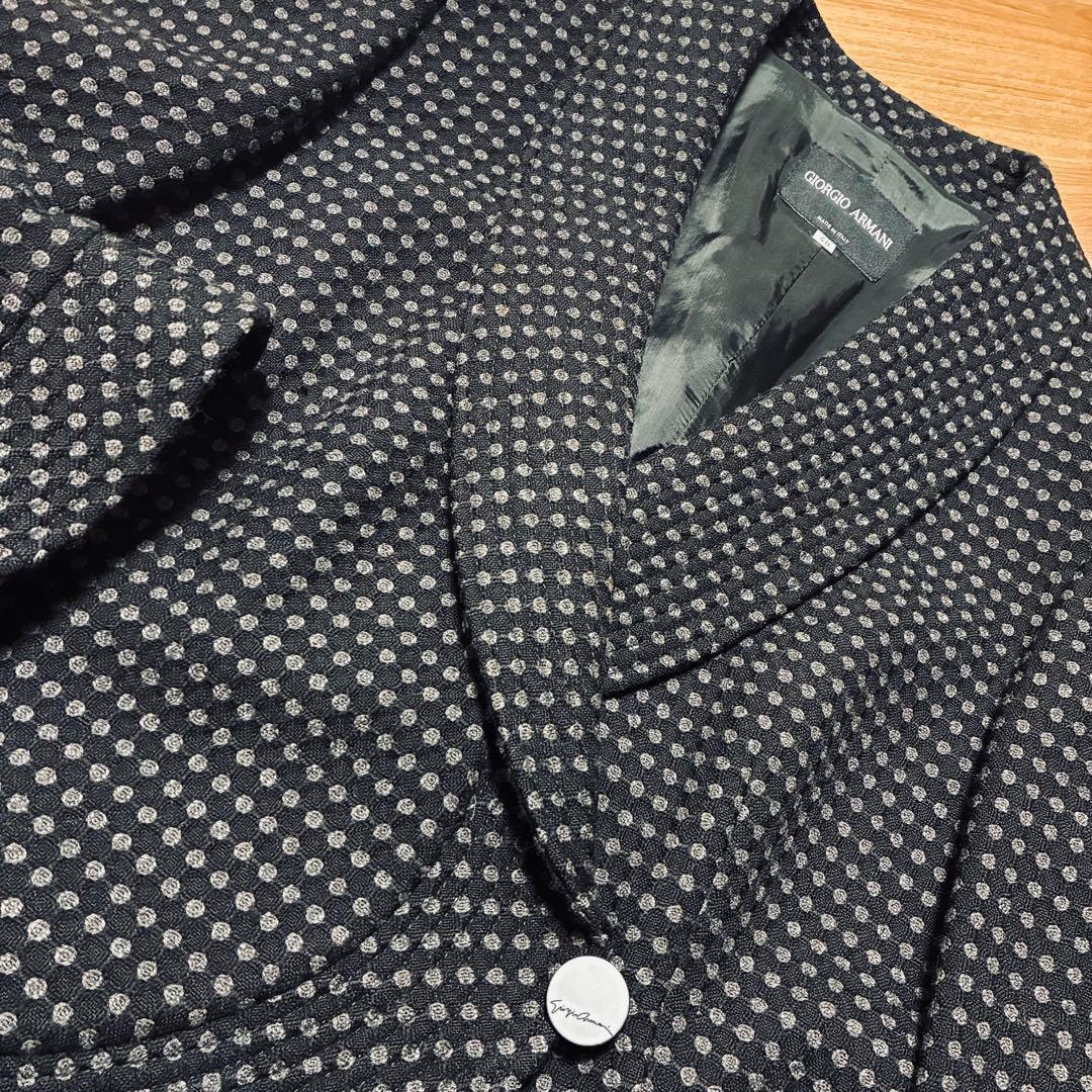 GIORGIOARMANI美品イタリア製テーラードジャケットブラック黒XL位48