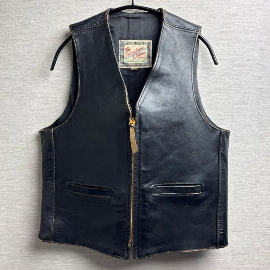 スコットランド製 Transatlantic Clothing レザーベスト S