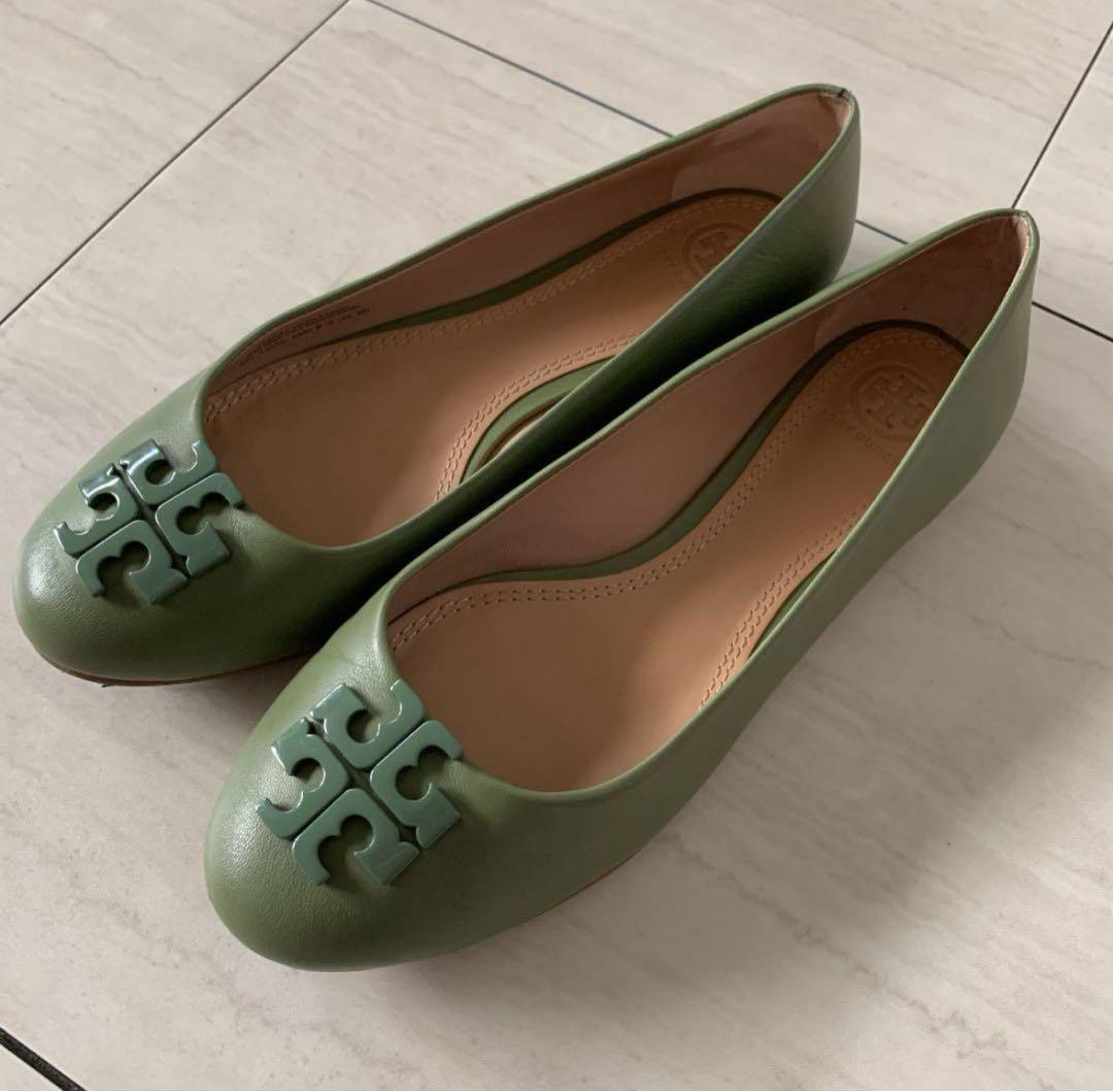 トリーバーチ　シューズ　25 グリーン レザー