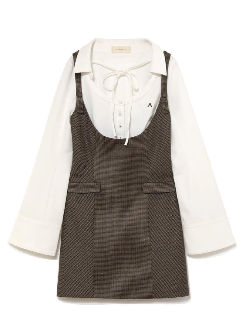 ワンピース Rachell check layered dress AM1686