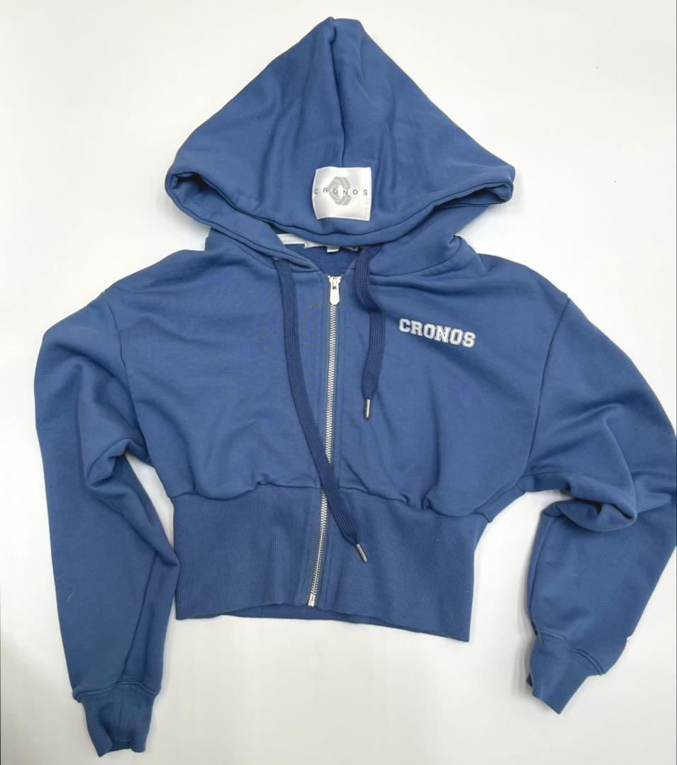 クロノス CRONOS WOMEN PILE HOODIE ブルー セットアップ