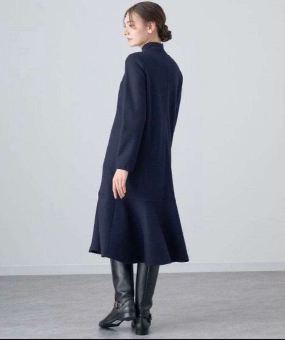 ANAYI ウールジャージーヘムフレア ワンピース