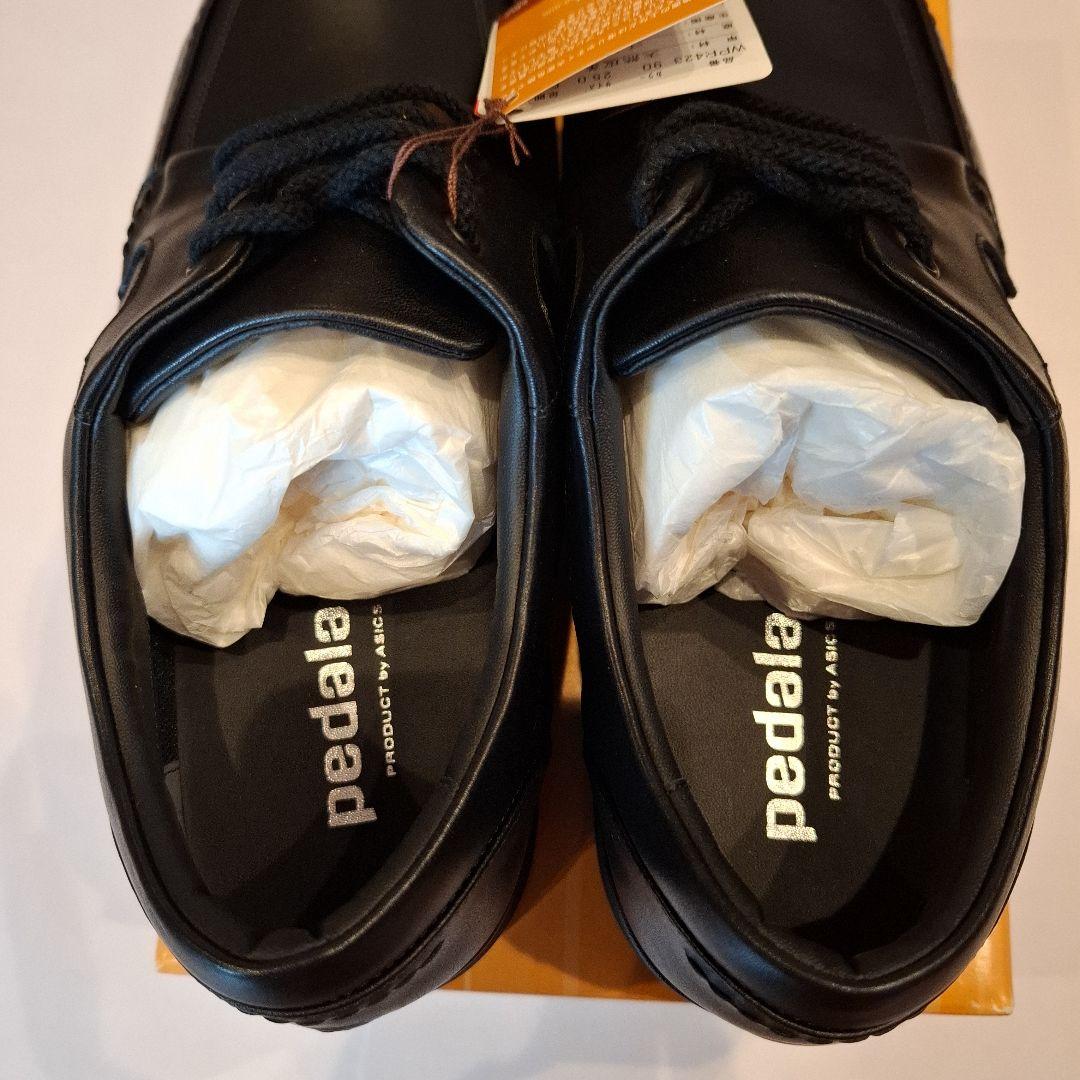【タグ付】 アシックス Pedala レザースニーカー ブラック 25.0 4E