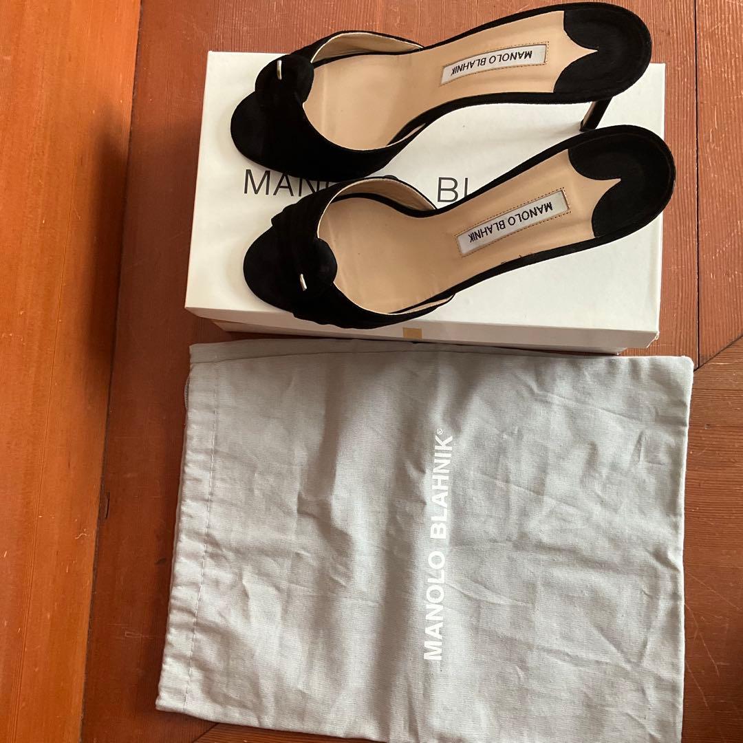38.5 MANOLO BLAHNIK マノロブラニク 25cmスエードミュール