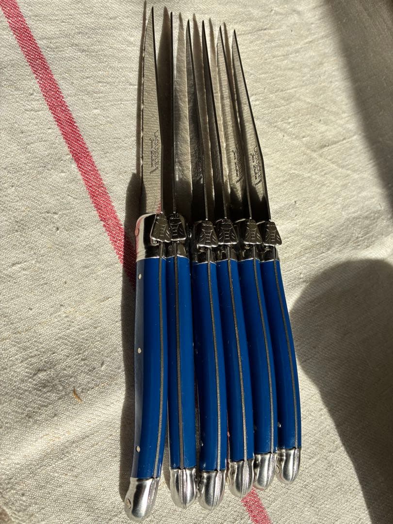 ⭐️フランス-ラギオール・Laguiole テーブルナイフ青色セット 6本