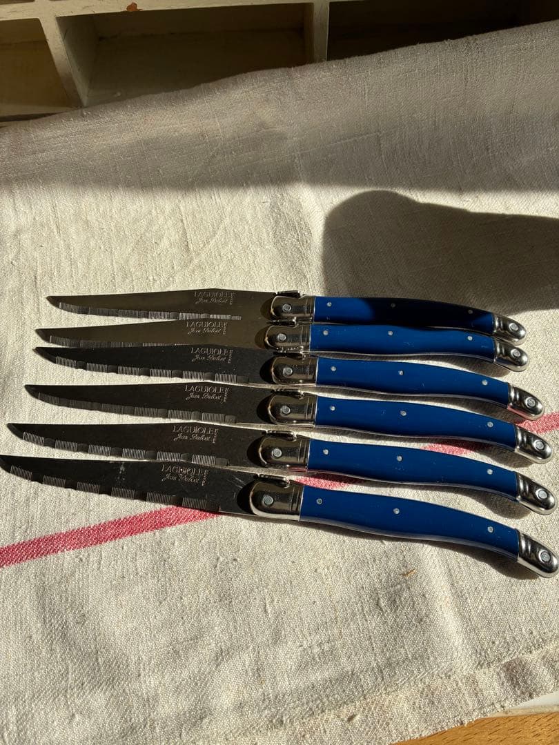 ⭐️フランス-ラギオール・Laguiole テーブルナイフ青色セット 6本
