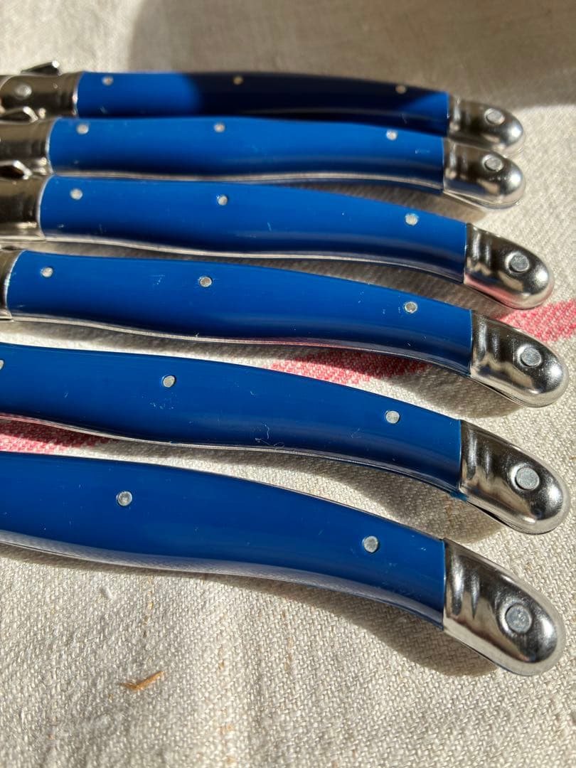 ⭐️フランス-ラギオール・Laguiole テーブルナイフ青色セット 6本