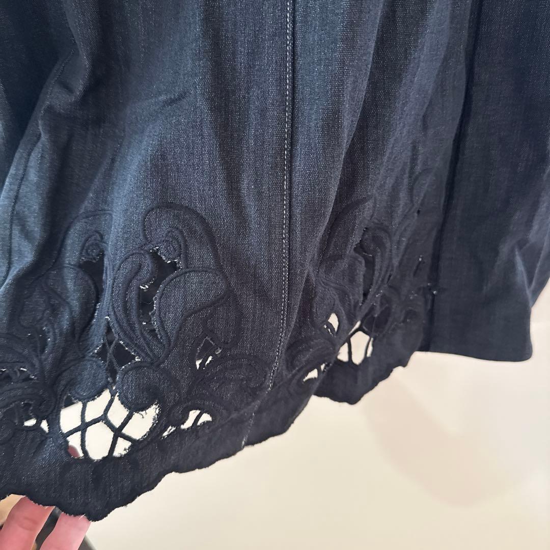 未使用品！Super Beauty ストレッチデニムノーカラーバルーンジャケット