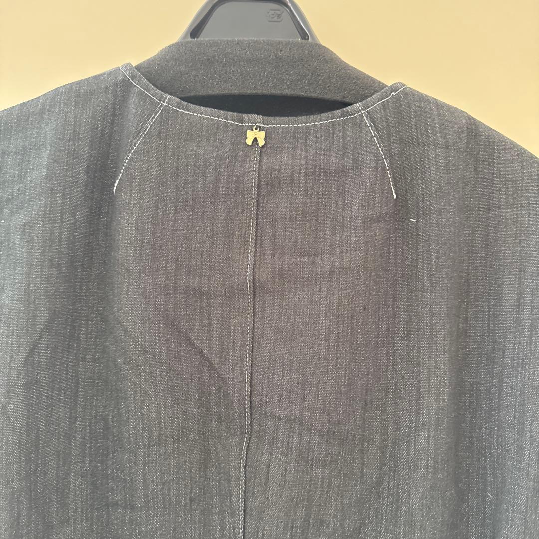 未使用品！Super Beauty ストレッチデニムノーカラーバルーンジャケット