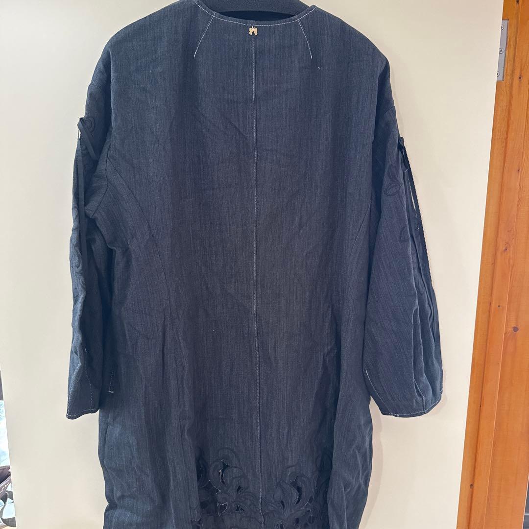 未使用品！Super Beauty ストレッチデニムノーカラーバルーンジャケット