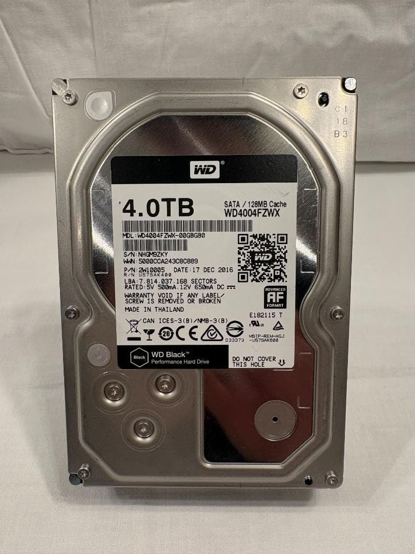 内蔵型ハードディスクドライブ WD 4TB HDD WD4004FZWK 7200rpm 128MB