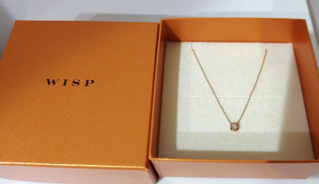 WISP ピンクゴールド ネックレス K10 一粒ダイヤモンド ローズデザイン