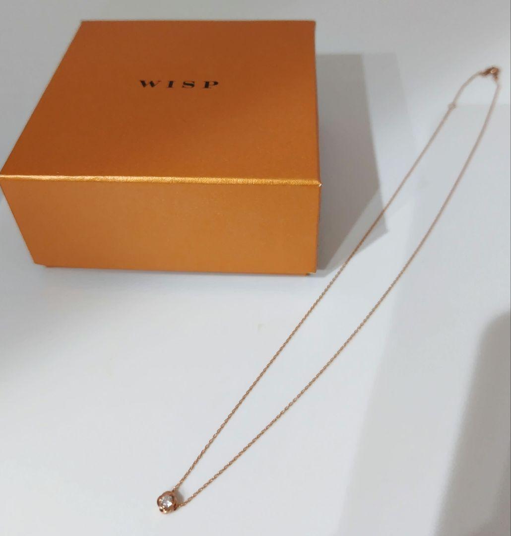 WISP ピンクゴールド ネックレス K10 一粒ダイヤモンド ローズデザイン