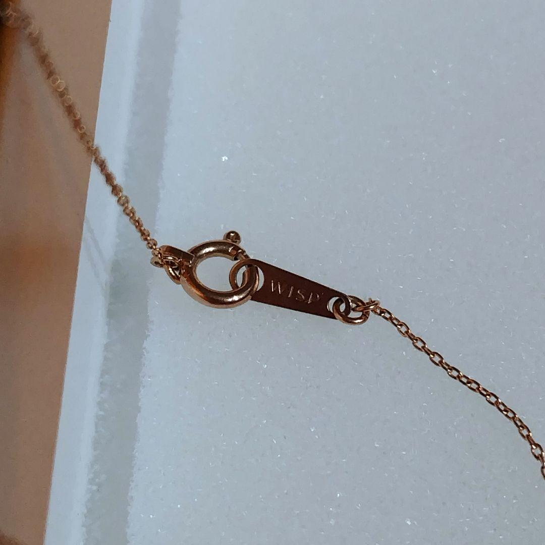 WISP ピンクゴールド ネックレス K10 一粒ダイヤモンド ローズデザイン