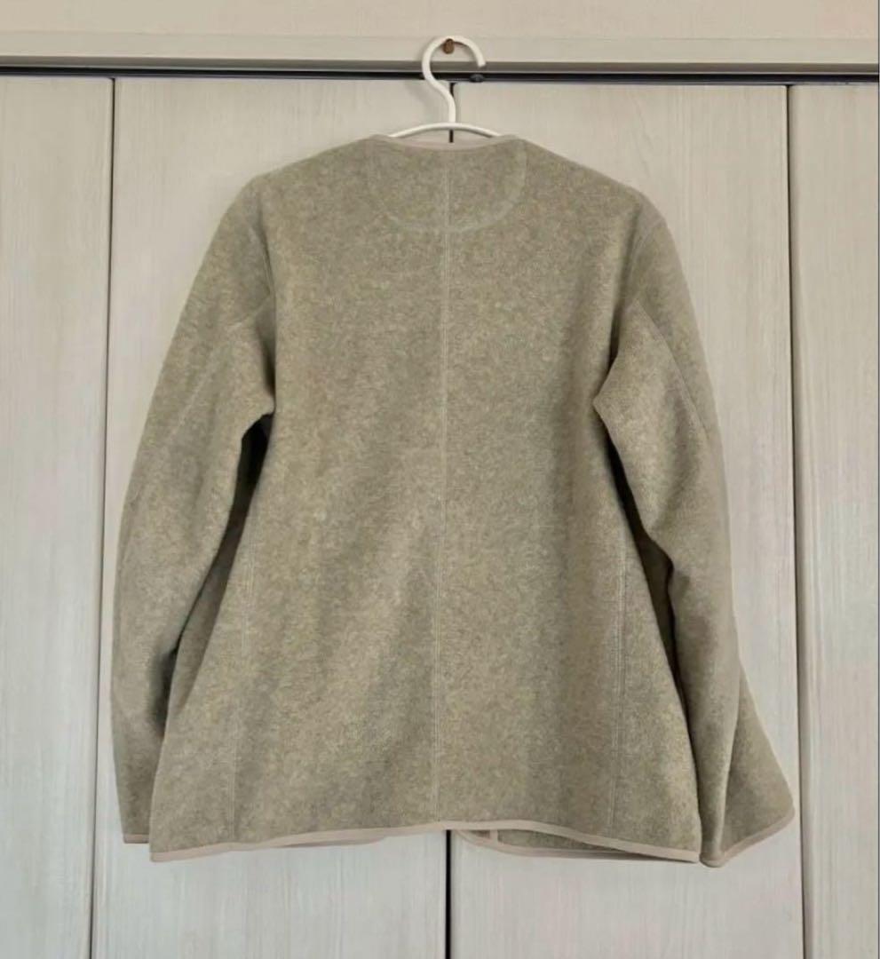 DANTON ＊ノーカラーフリースジャケット＊ベージュグレー＊サイズ40