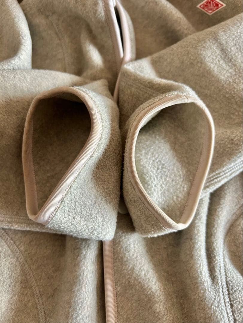 DANTON ＊ノーカラーフリースジャケット＊ベージュグレー＊サイズ40